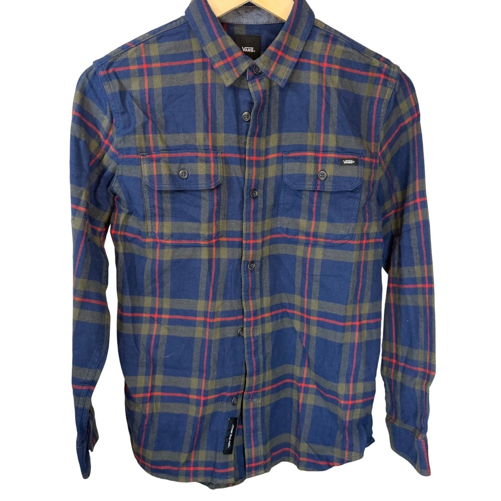 Vans Blue Green Plaid Button-Down Shirt